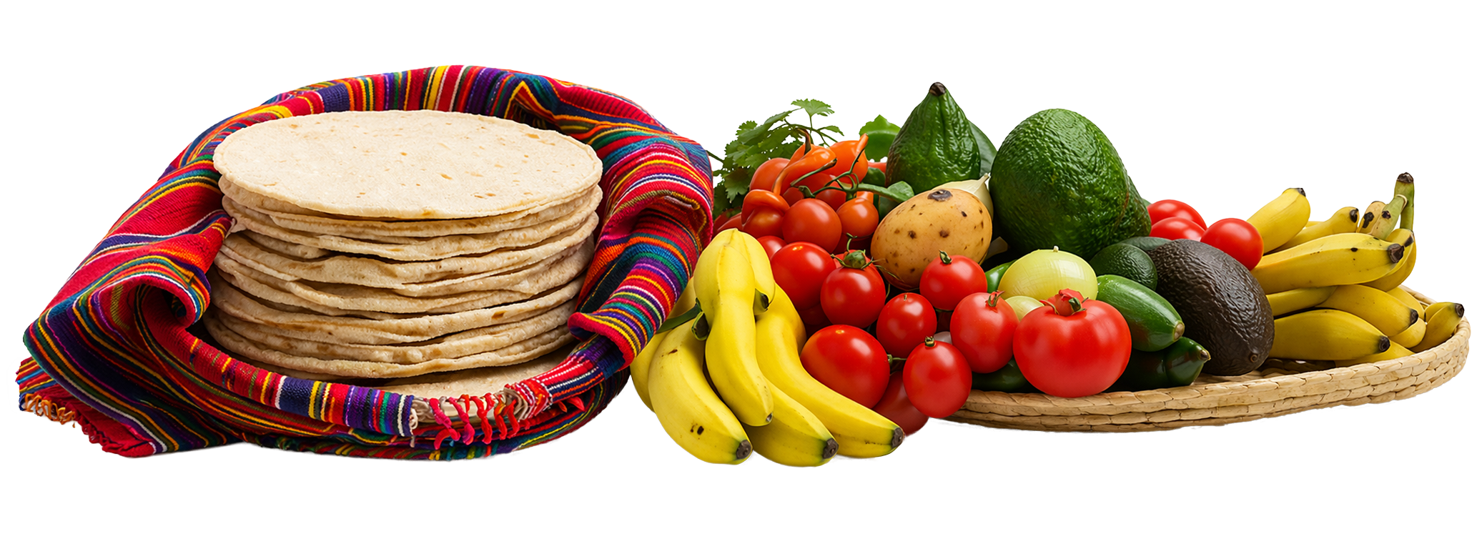 Tortillas y frutas frescas